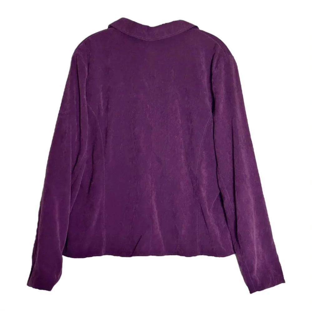 Vintage Nouveaux Plum Faux Suede Oversized Blazer Jacket XL Purple 3 Button Y2K